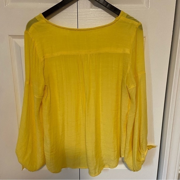 Anthropologie Maeve Verona Yellow Tie Sleeve Rayon Blouse Tunic Top - Picture 7 of 9